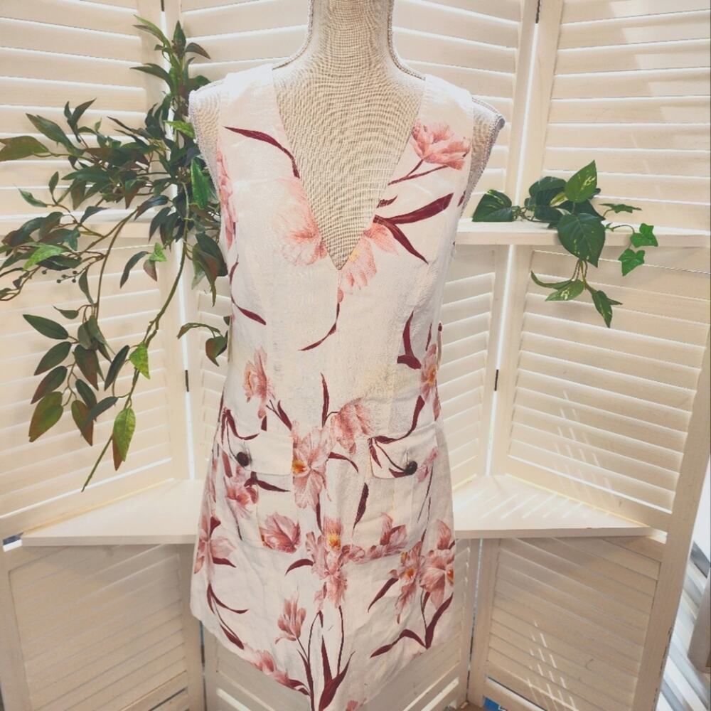 ZIMMERMANN TROPICAL FLORAL 100% LINEN DRESS SIZE 1(US SIZE 6)